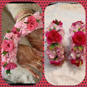 BRIDAL FLOWER JEWELRY BANGLE GAJRA SET HANDCRAFTED INDIAN PAKISTANI